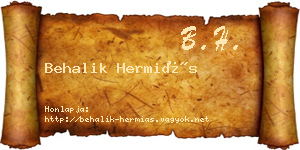Behalik Hermiás névjegykártya